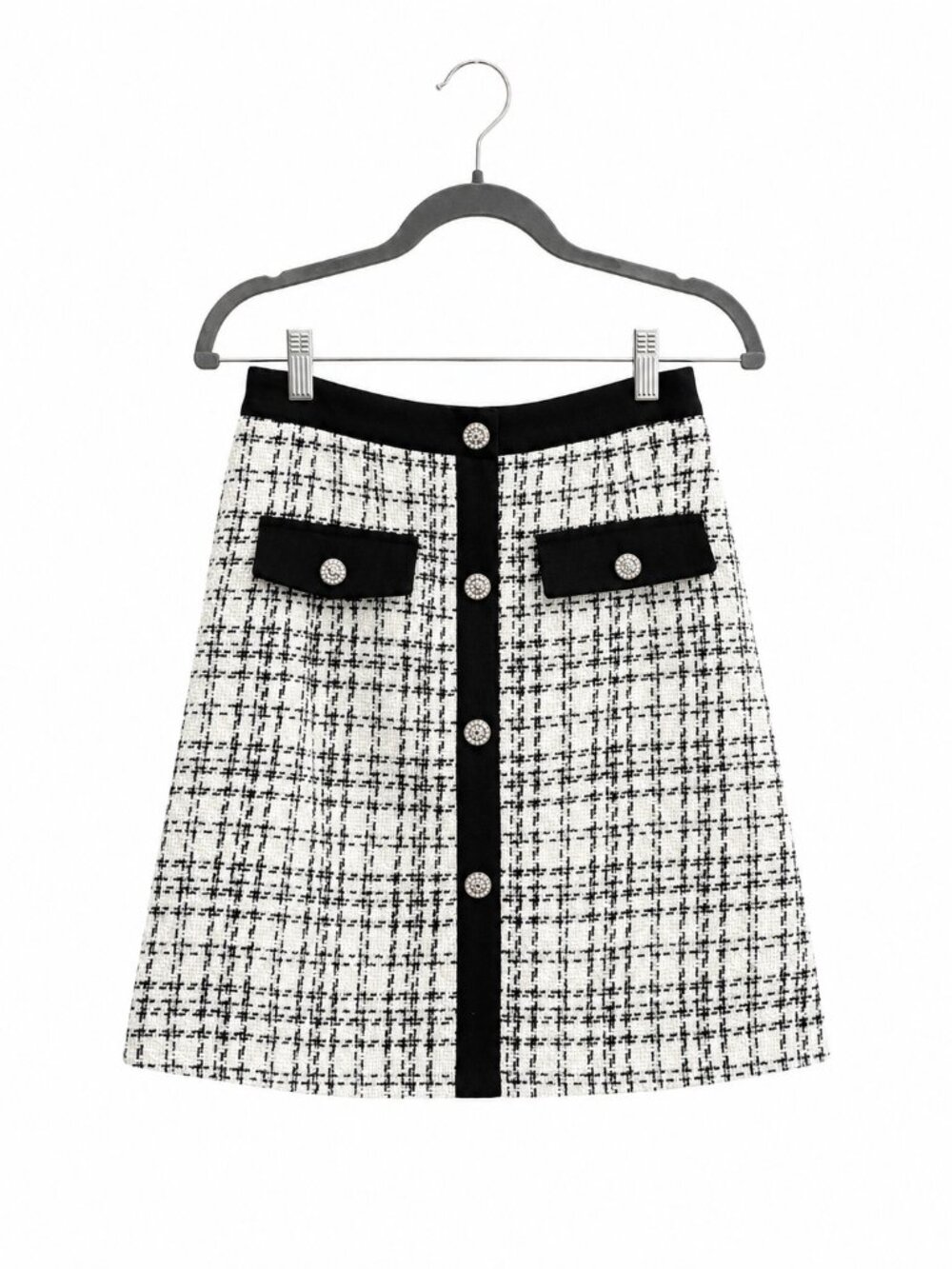 Black & White Tweed A-Line Skirt